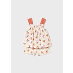 Mayoral MAYORAL - Short et tunique avec bretelle et motif floraux - Orange, Beige et Mauve