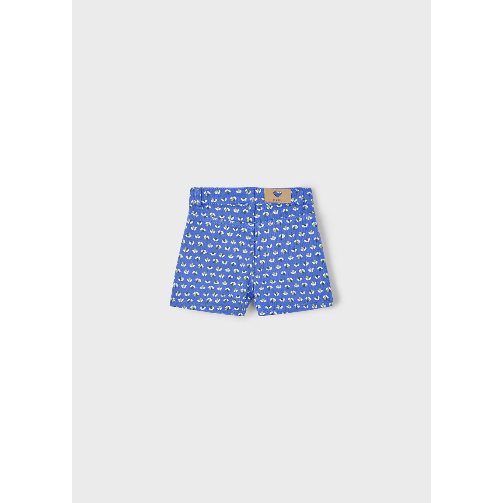 Mayoral MAYORAL - Short en coton bleu marine avec imprimé d'effet fleurs blanches et vertes