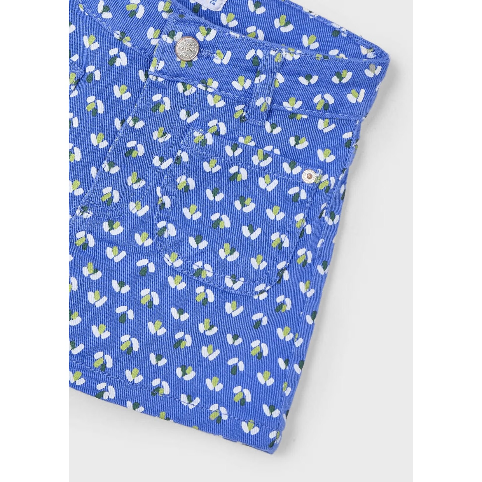 Mayoral MAYORAL - Short en coton bleu marine avec imprimé d'effet fleurs blanches et vertes