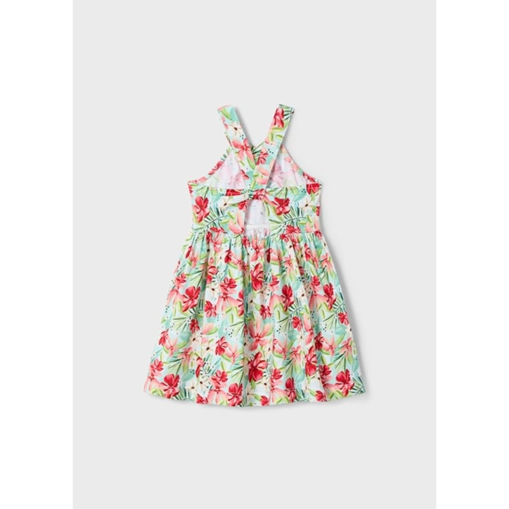 Mayoral MAYORAL - Robe à bretelles bleu pâle avec imprimé de fleurs tropicales