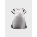 Mayoral MAYORAL - Short-sleeved dress with white and charcoal stripes