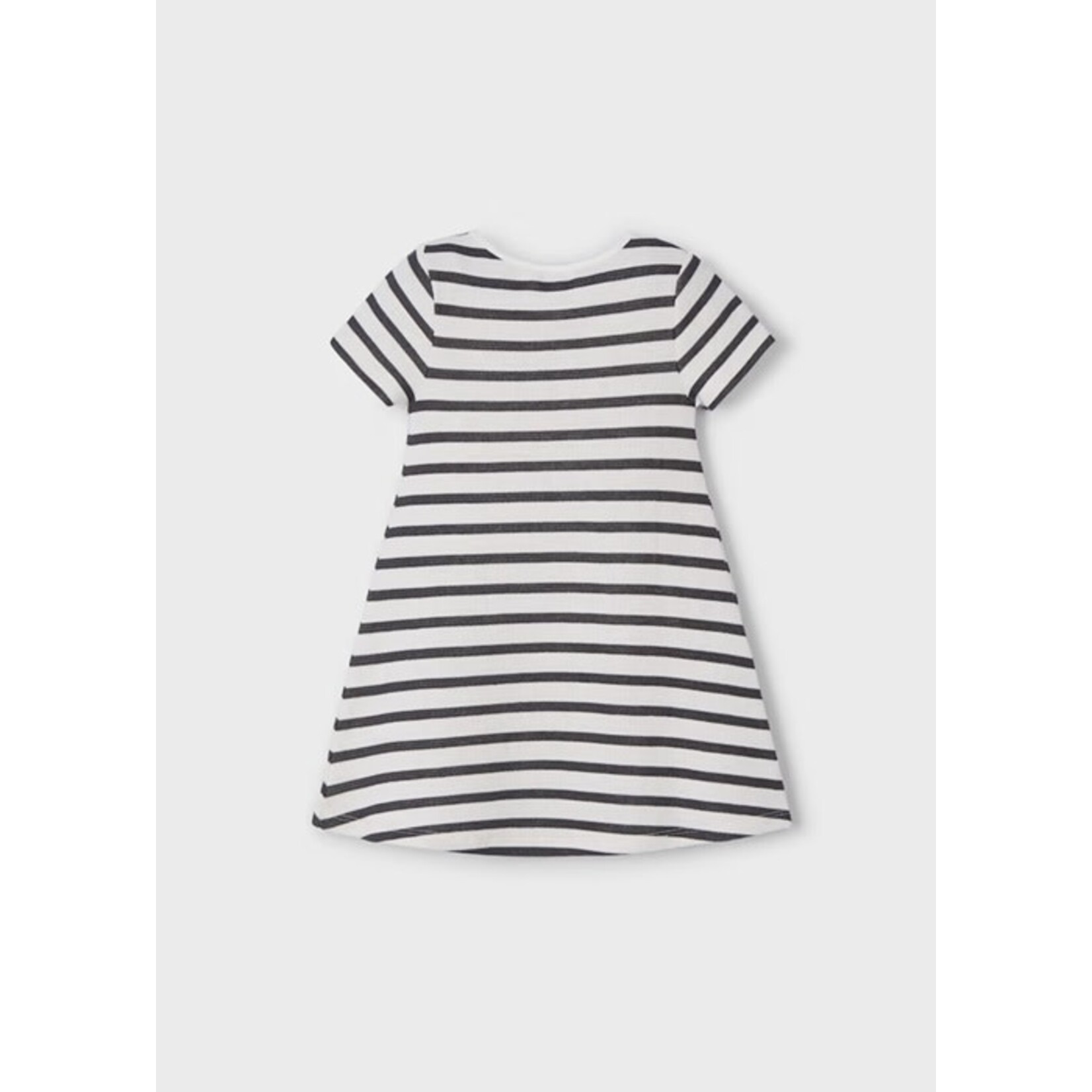 Mayoral MAYORAL - Short-sleeved dress with white and charcoal stripes