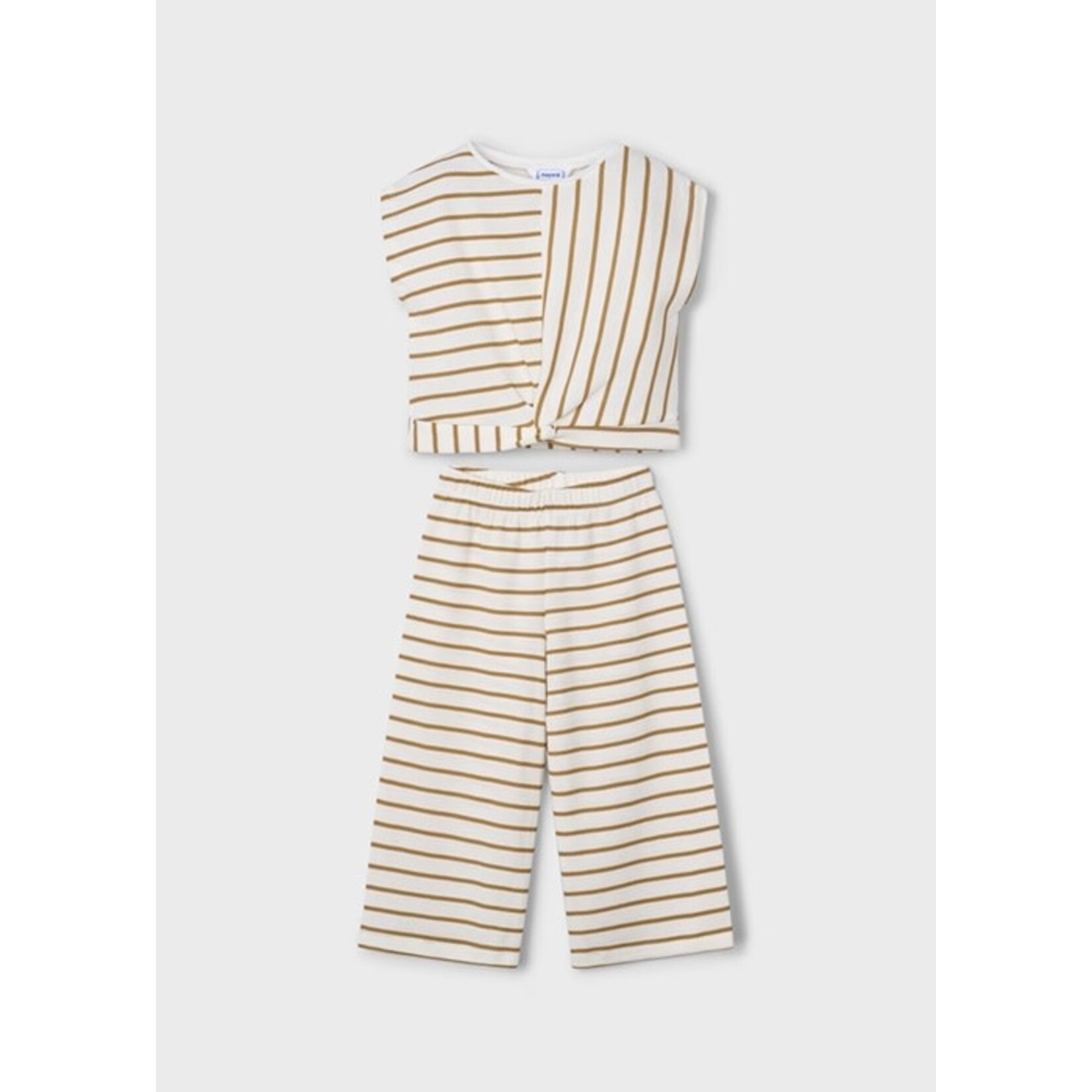 Mayoral MAYORAL - 2-piece set - White and beige striped T-shirt and long pants