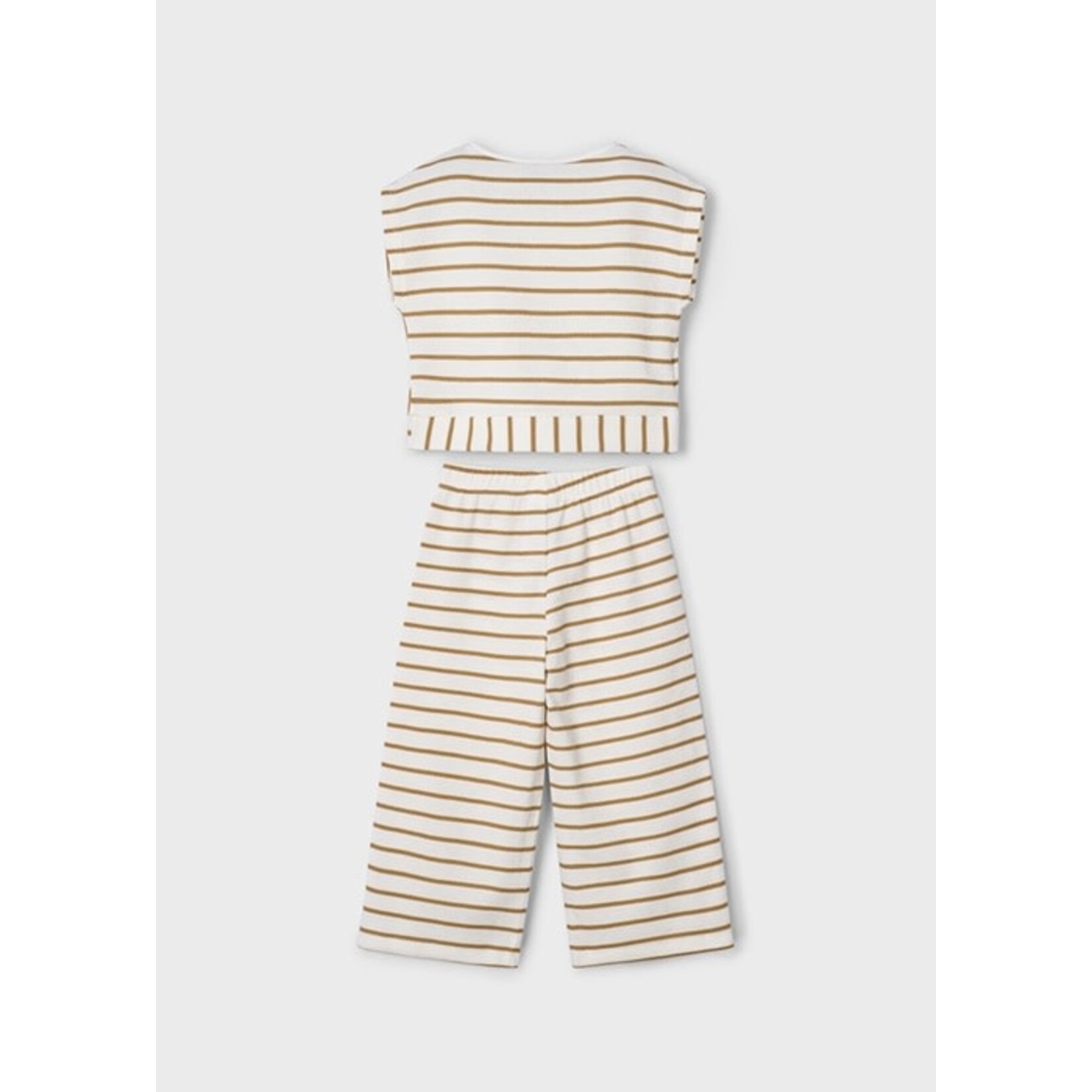 Mayoral MAYORAL - 2-piece set - White and beige striped T-shirt and long pants