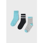 Mayoral MAYORAL - Set of 3 pairs of socks 'plain blue/black with white writing/white with black line'