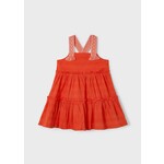 Mayoral MAYORAL - Paprika Red Ruffled Dress with Patterned Straps