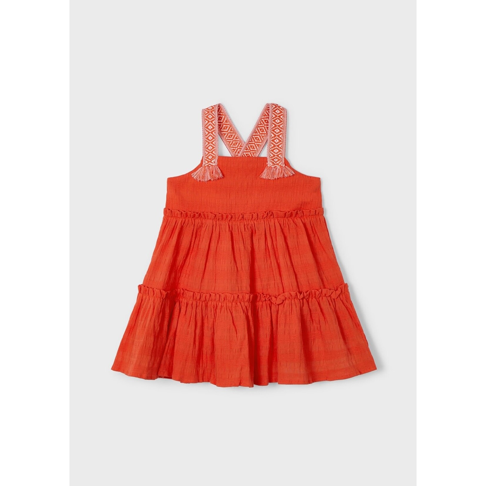 Mayoral MAYORAL - Robe rouge paprika à volants avec bretelles à motifs