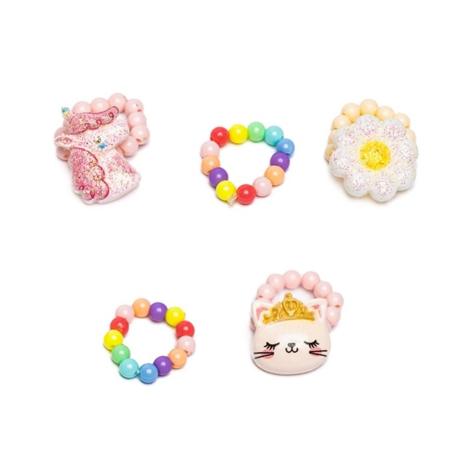 Great Pretenders GREAT PRETENDERS - Flower, Kitty, Unicorn Elastic Ring Set