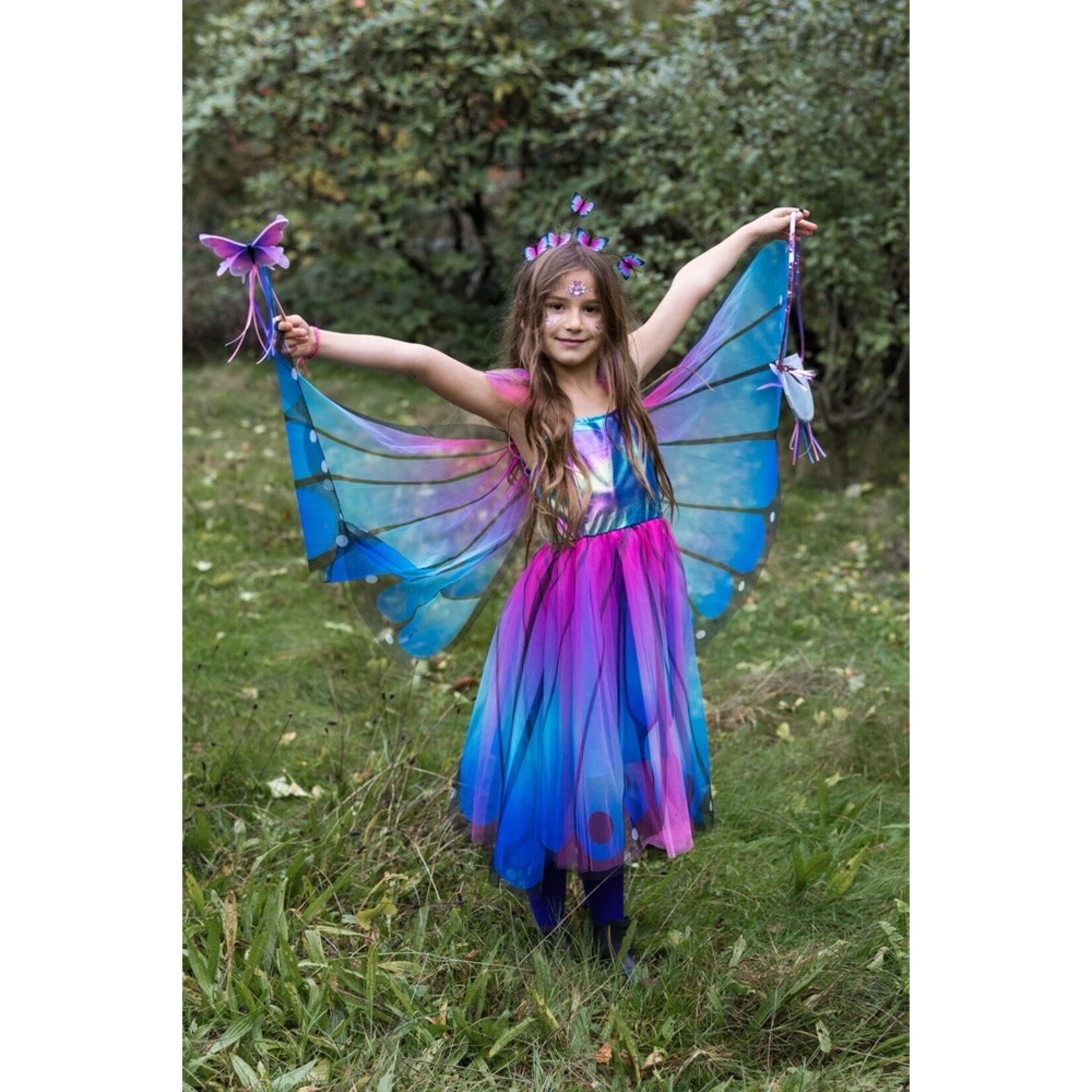 Great Pretenders GREAT PRETENDERS - Blue Butterfly Twirl Dress with Wings & Headband