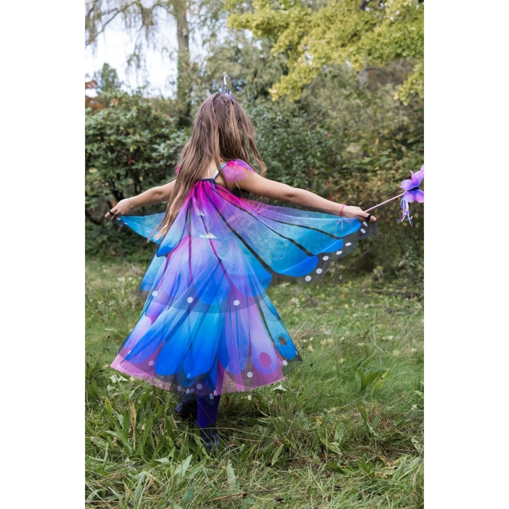 Great Pretenders GREAT PRETENDERS - Blue Butterfly Twirl Dress with Wings & Headband