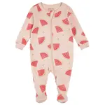 Petit Lem PETIT LEM - Pink footie baby pyjama with watermelon print