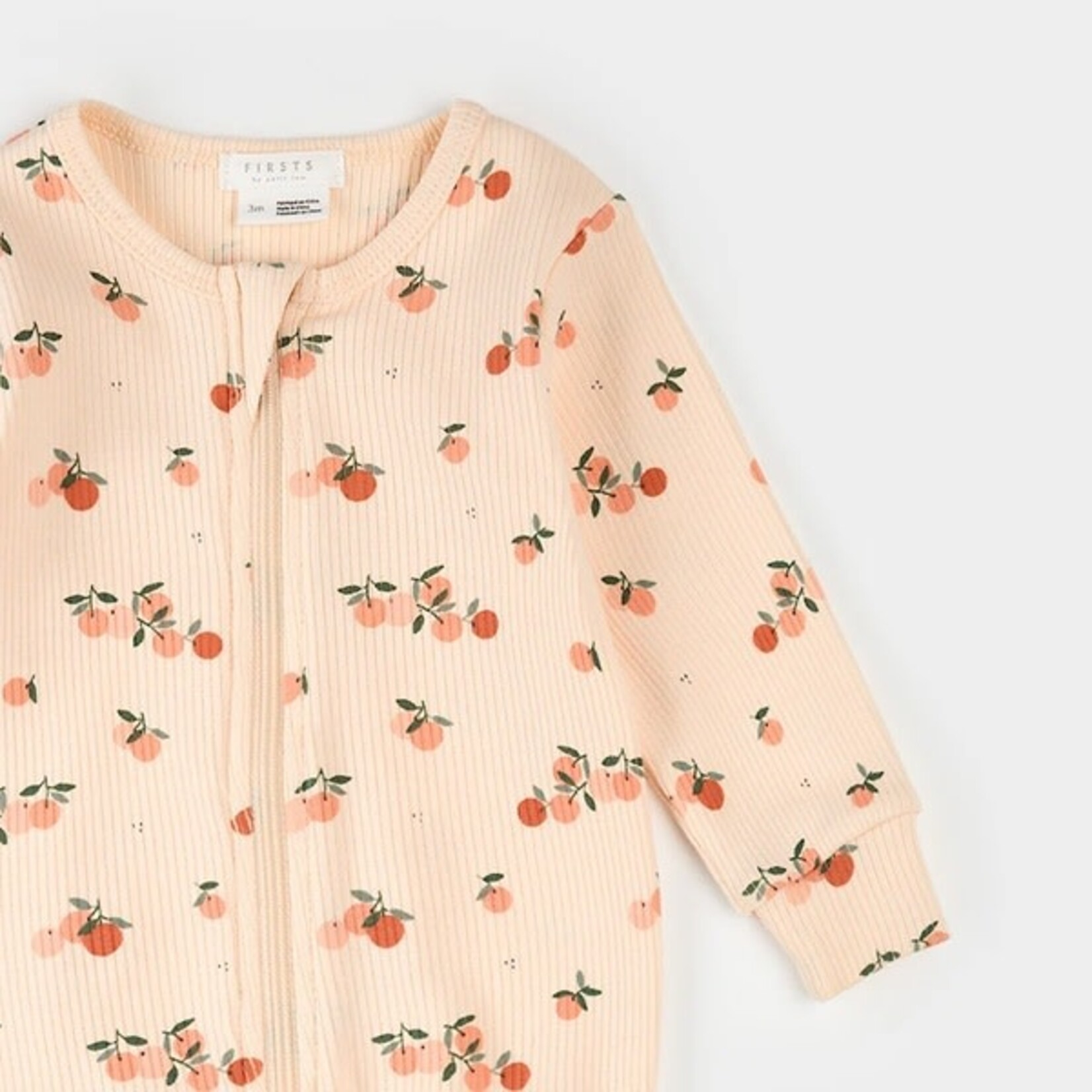 Petit Lem PETIT LEM - Peach footie baby pyjama with clementine print