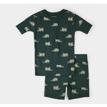 Petit Lem PETIT LEM - Ensemble pyjama vert forêt avec imprimé de voiture safari (2 pièces)
