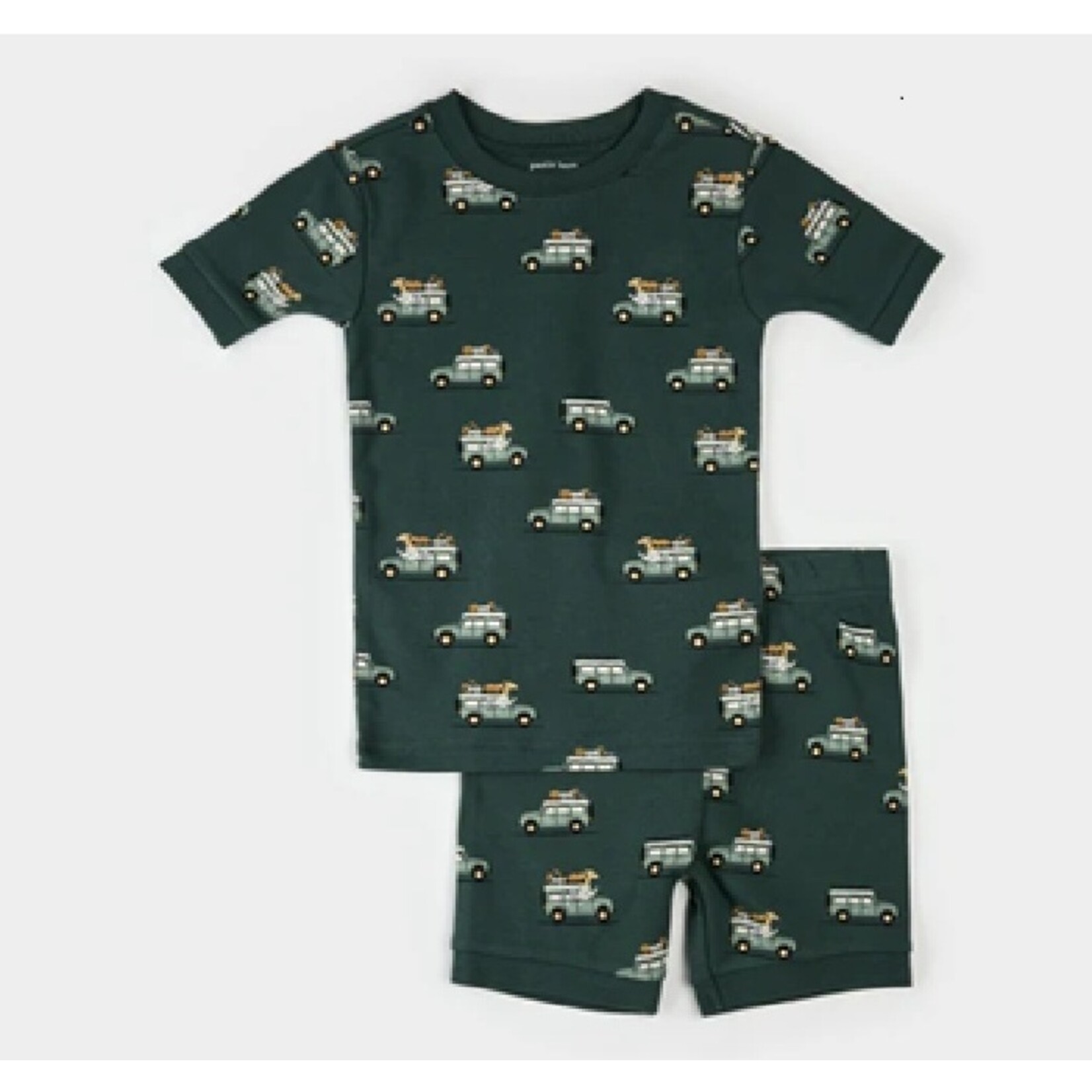 Petit Lem PETIT LEM - 2-piece summer pj set in dark green with safari truck