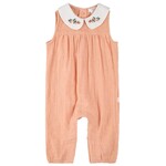 Miles the label PETIT LEM - 'Toucan' Gauze Jumpsuit with Embroidered Colar