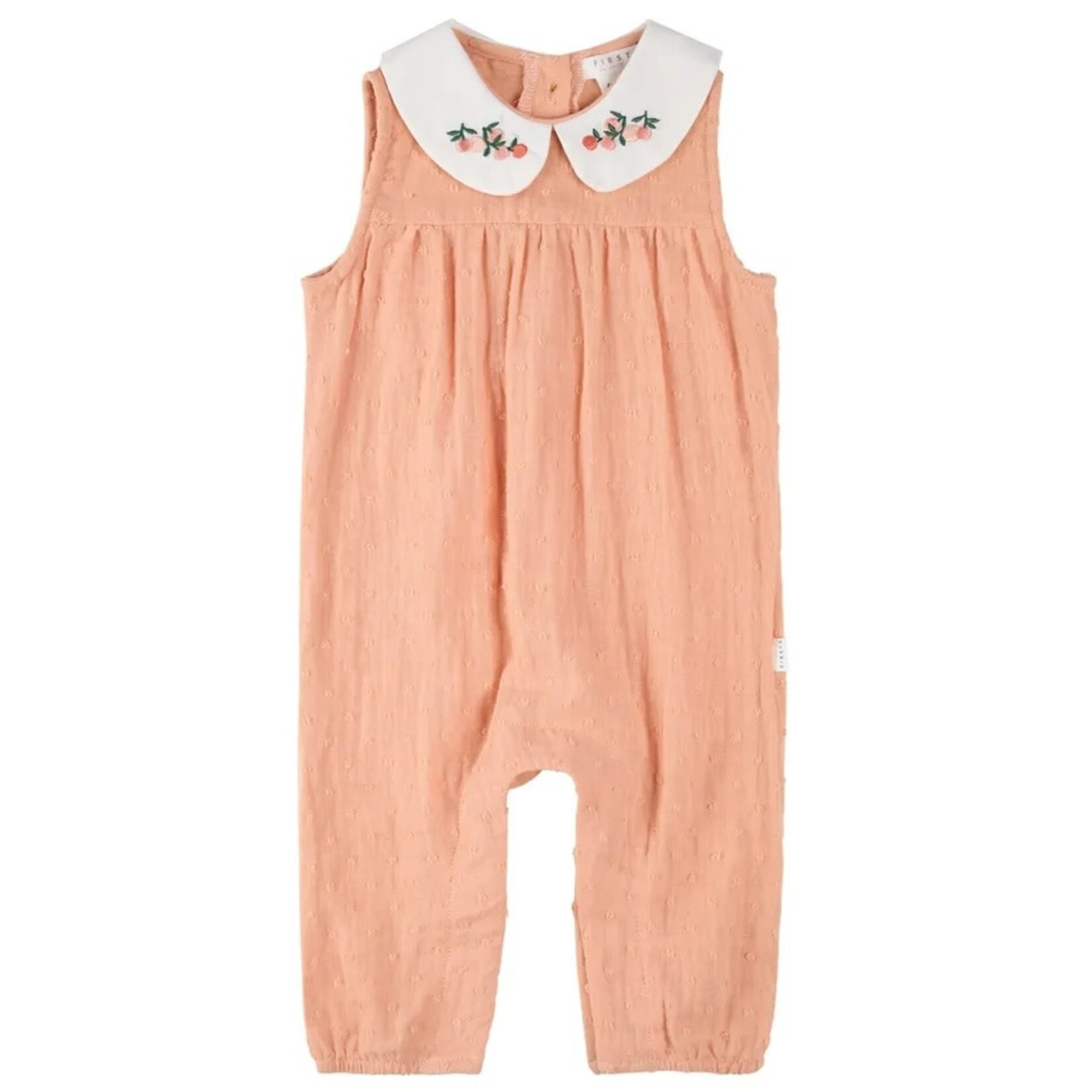 Miles the label PETIT LEM - Combinaison corail 'Toucan' à col brodé