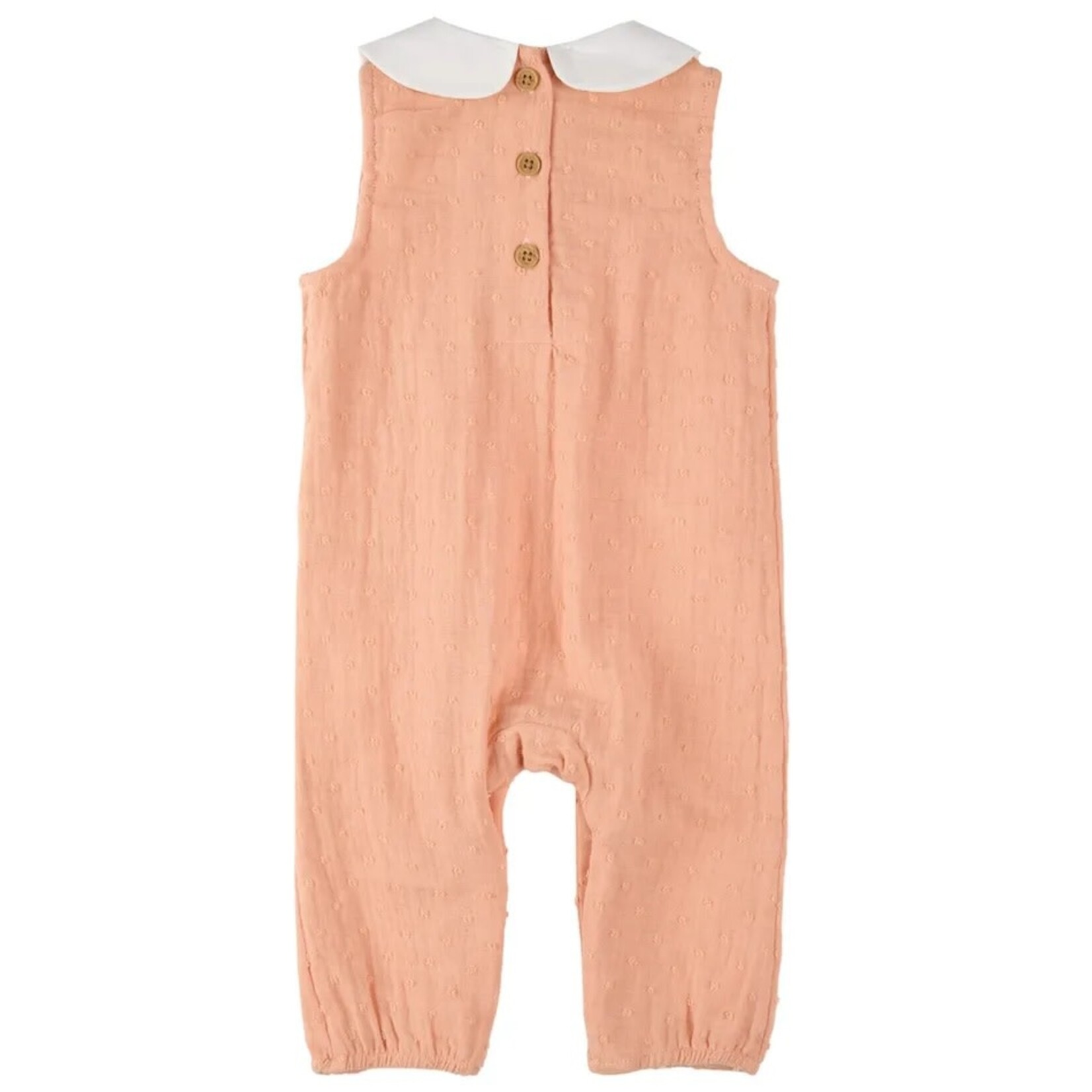 Miles the label PETIT LEM - Combinaison corail 'Toucan' à col brodé