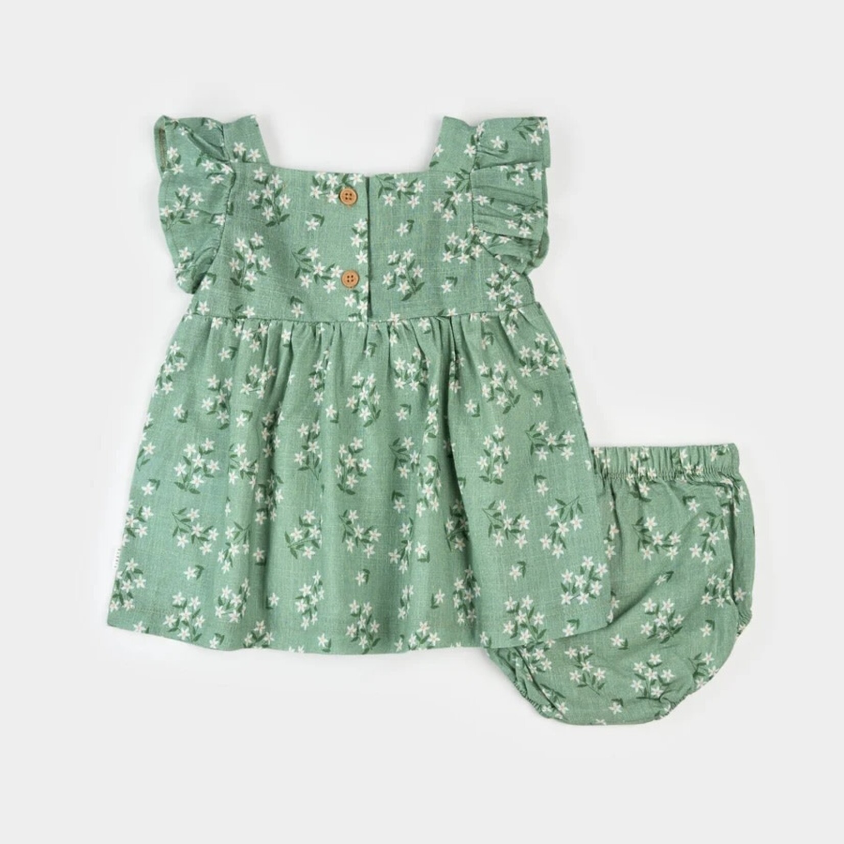 Petit Lem PETIT LEM - Ensemble de robe vert laurier à imprimé de fleurs exotique