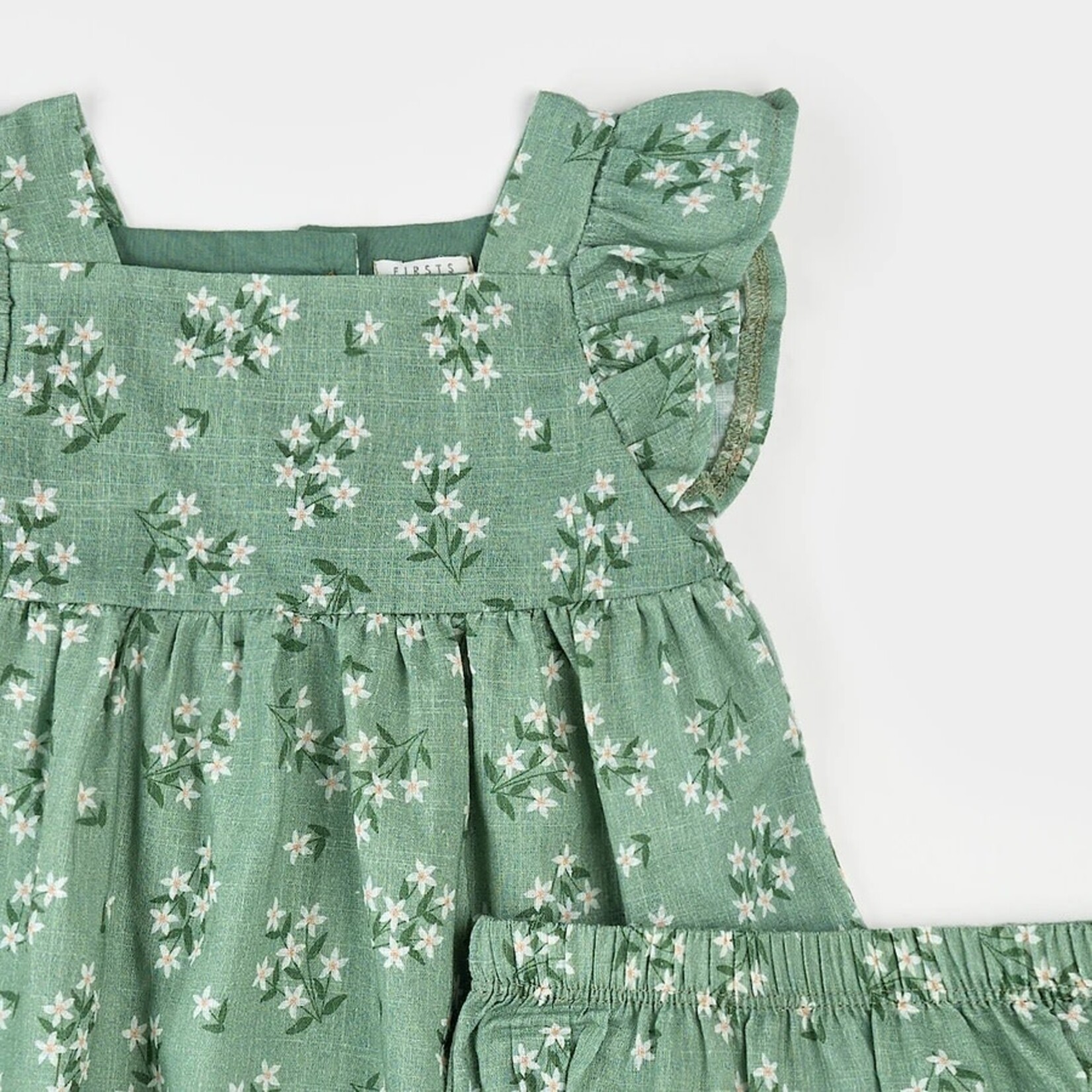 Petit Lem PETIT LEM - Ensemble de robe vert laurier à imprimé de fleurs exotique