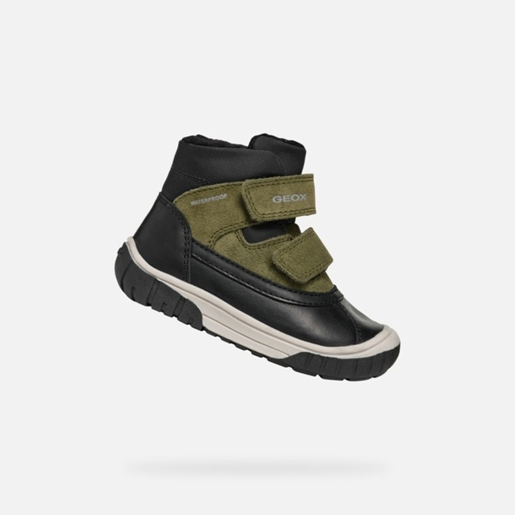 Geox GEOX -  Mid-Season Waterproof Boots with Fur Lining 'Omar - Suede and nylon - Black/Dark green'