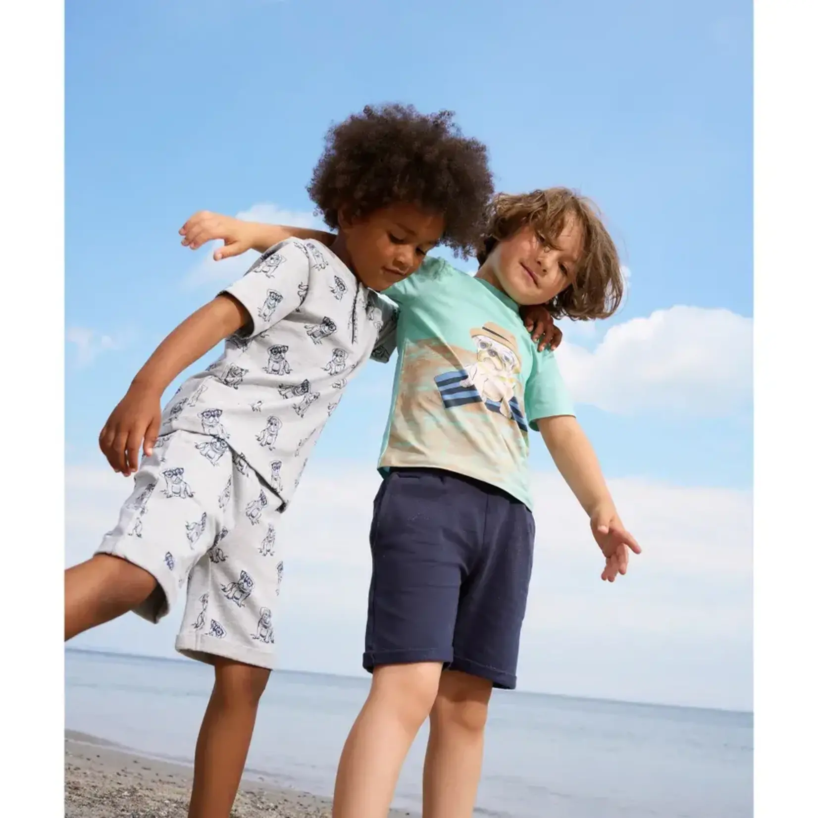 Minymo MINYMO- Duo de shorts en coton molletonné bleu marine et bleu email