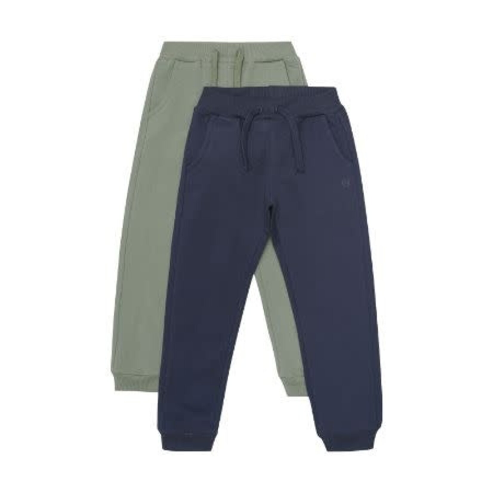 Minymo MINYMO- Ensemble de 2 pantalons jogging en coton biologique bleu marine et vert olive