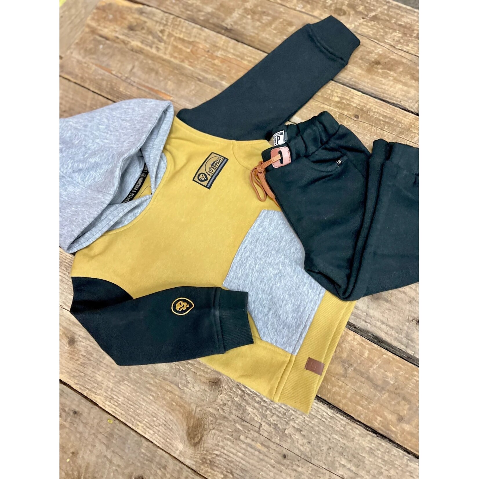 L&P L&P - Hoodie molletonné urbain -Jaune, Gris et Noir