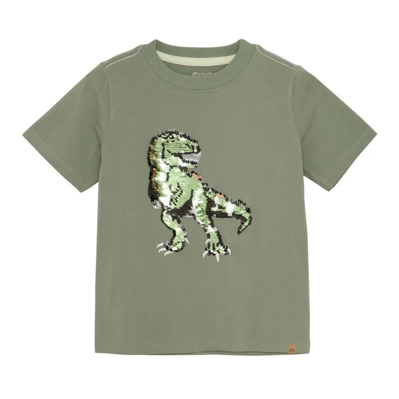 Minymo MINYMO - T-shirt vert avec dino à paillettes réversibles
