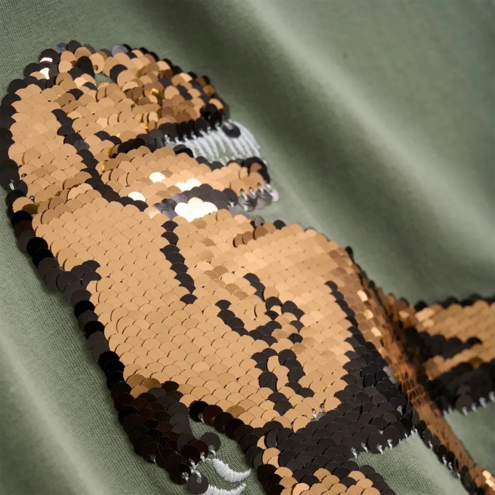 Minymo MINYMO - T-shirt vert avec dino à paillettes réversibles