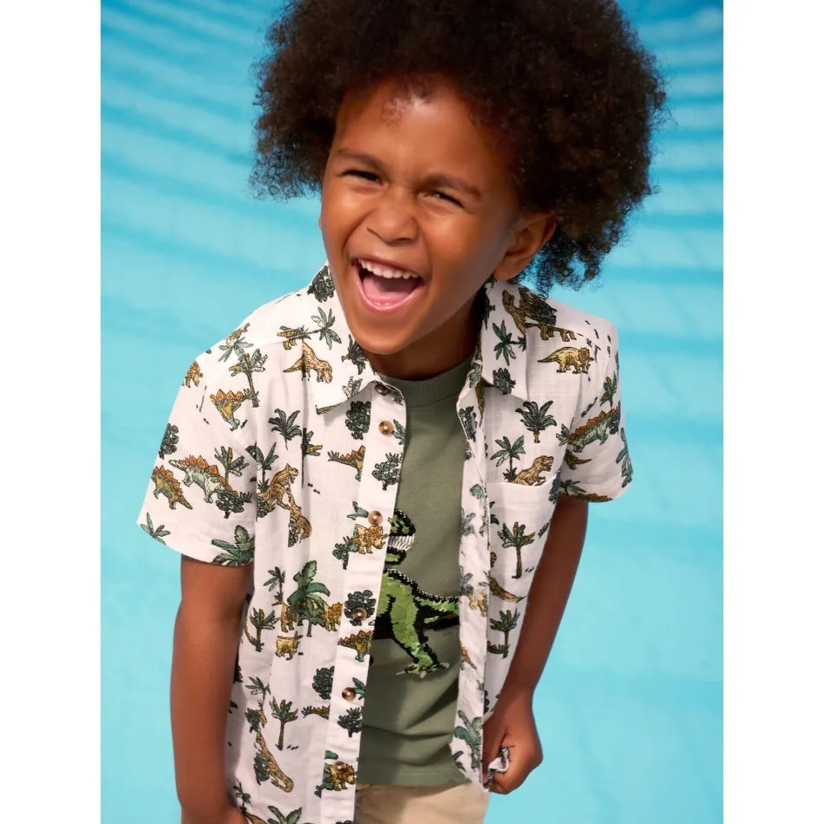 Minymo MINYMO - Olive Green T-Shirt with Reversible Sequins