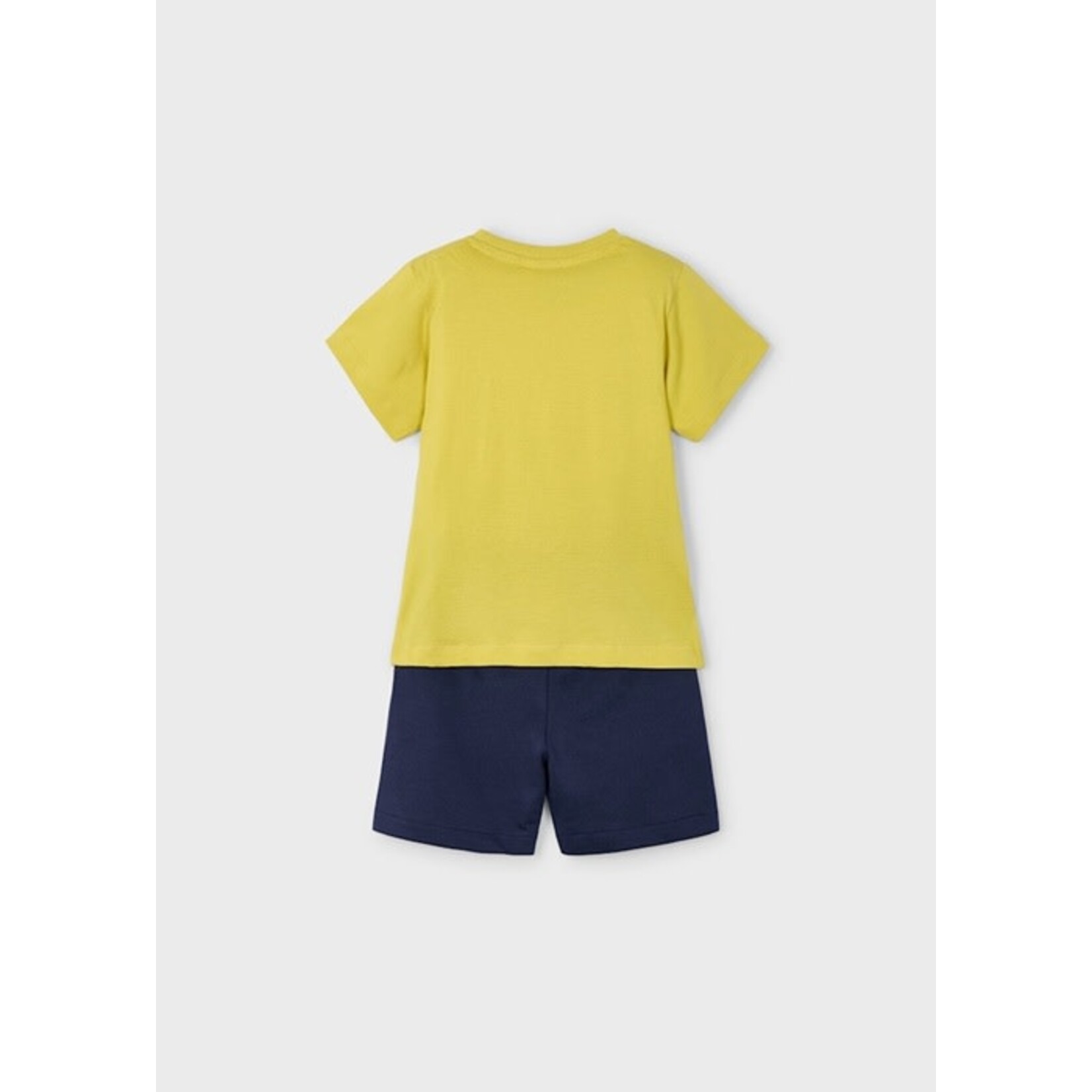 Mayoral MAYORAL - Two-piece set with a mustard yellow t-shirt with a turtle print and a navy blue short