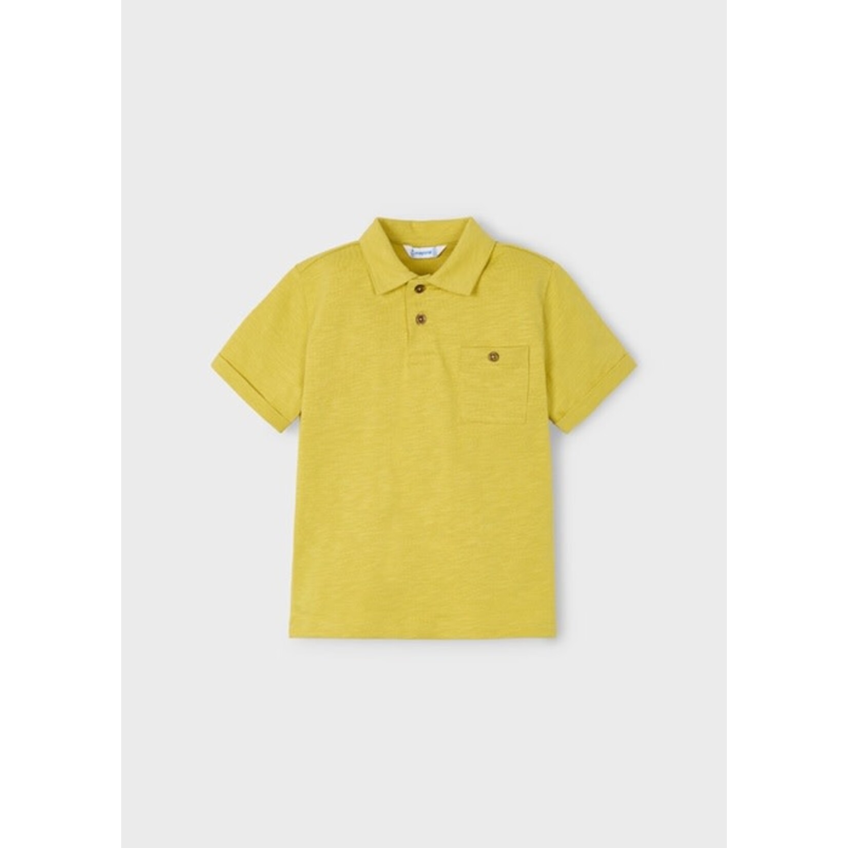 Mayoral MAYORAL - Mustard yellow short-sleeved polo shirt in lightweight fabric with pocket