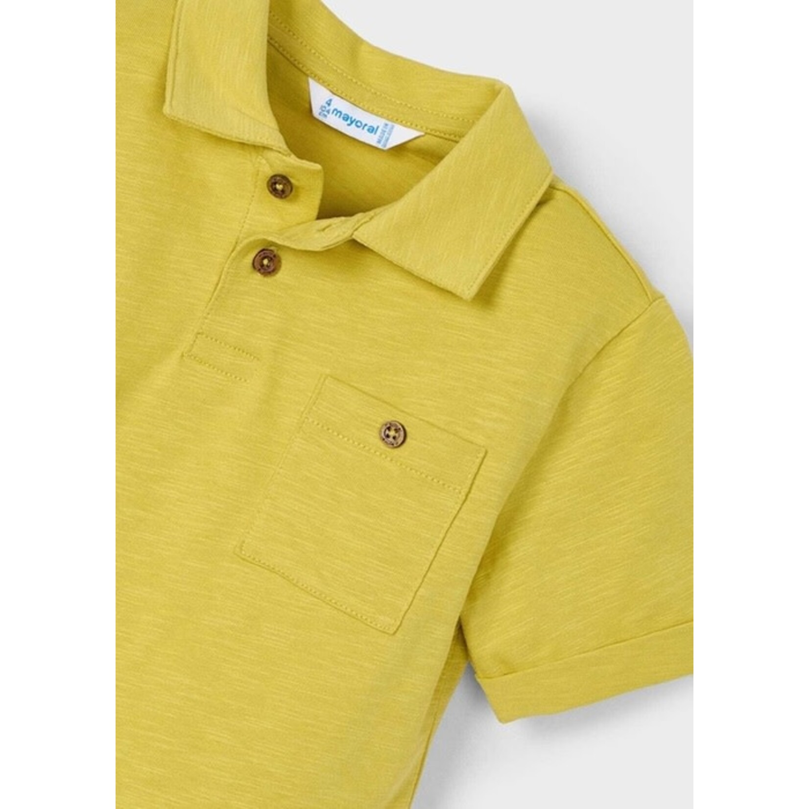 Mayoral MAYORAL - Mustard yellow short-sleeved polo shirt in lightweight fabric with pocket