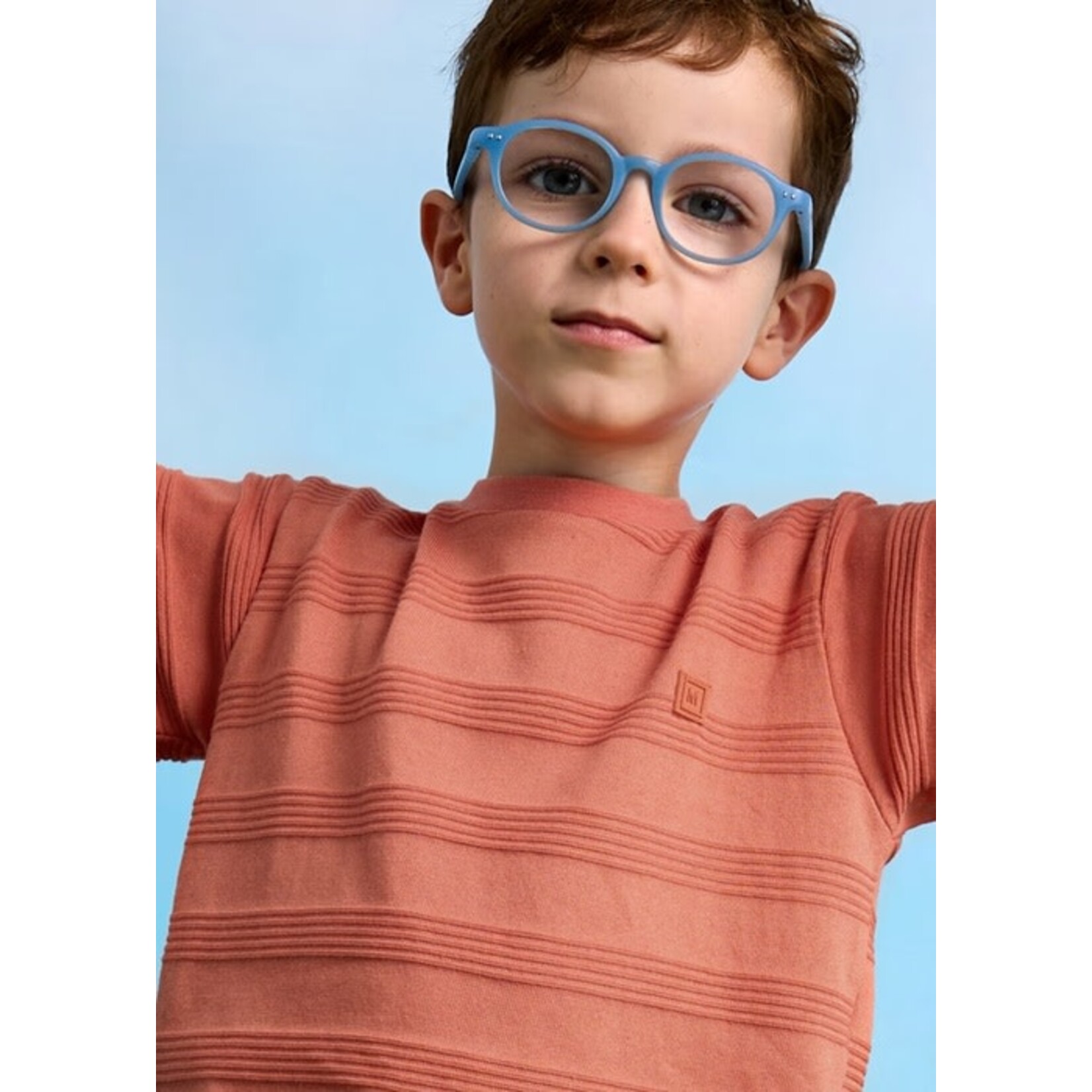 Mayoral MAYORAL - Dark peach short sleeve t-shirt with textured mesh