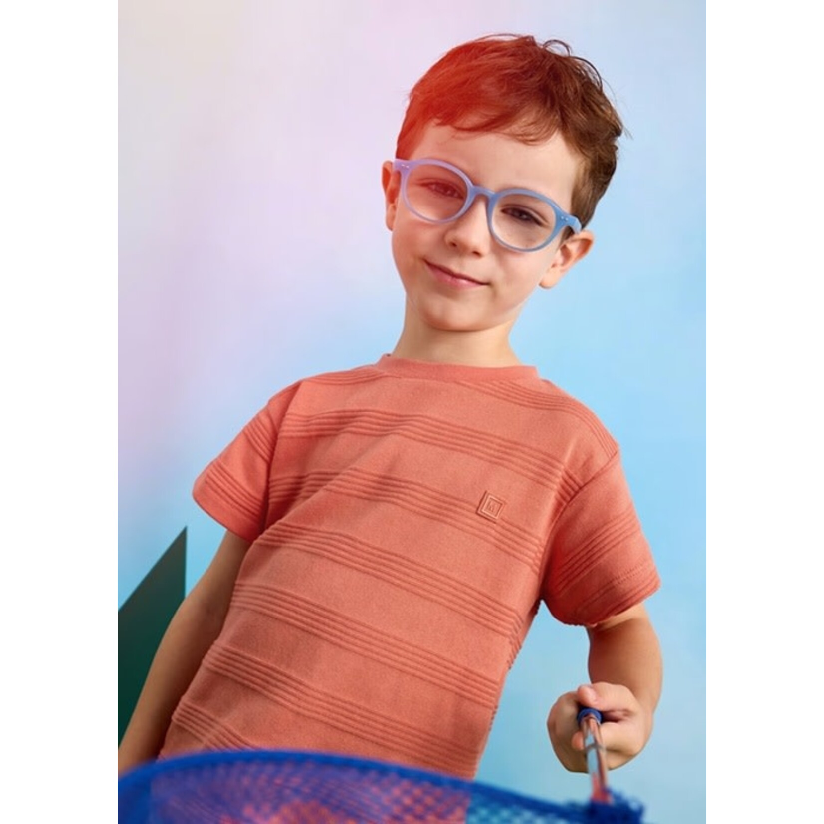 Mayoral MAYORAL - Dark peach short sleeve t-shirt with textured mesh
