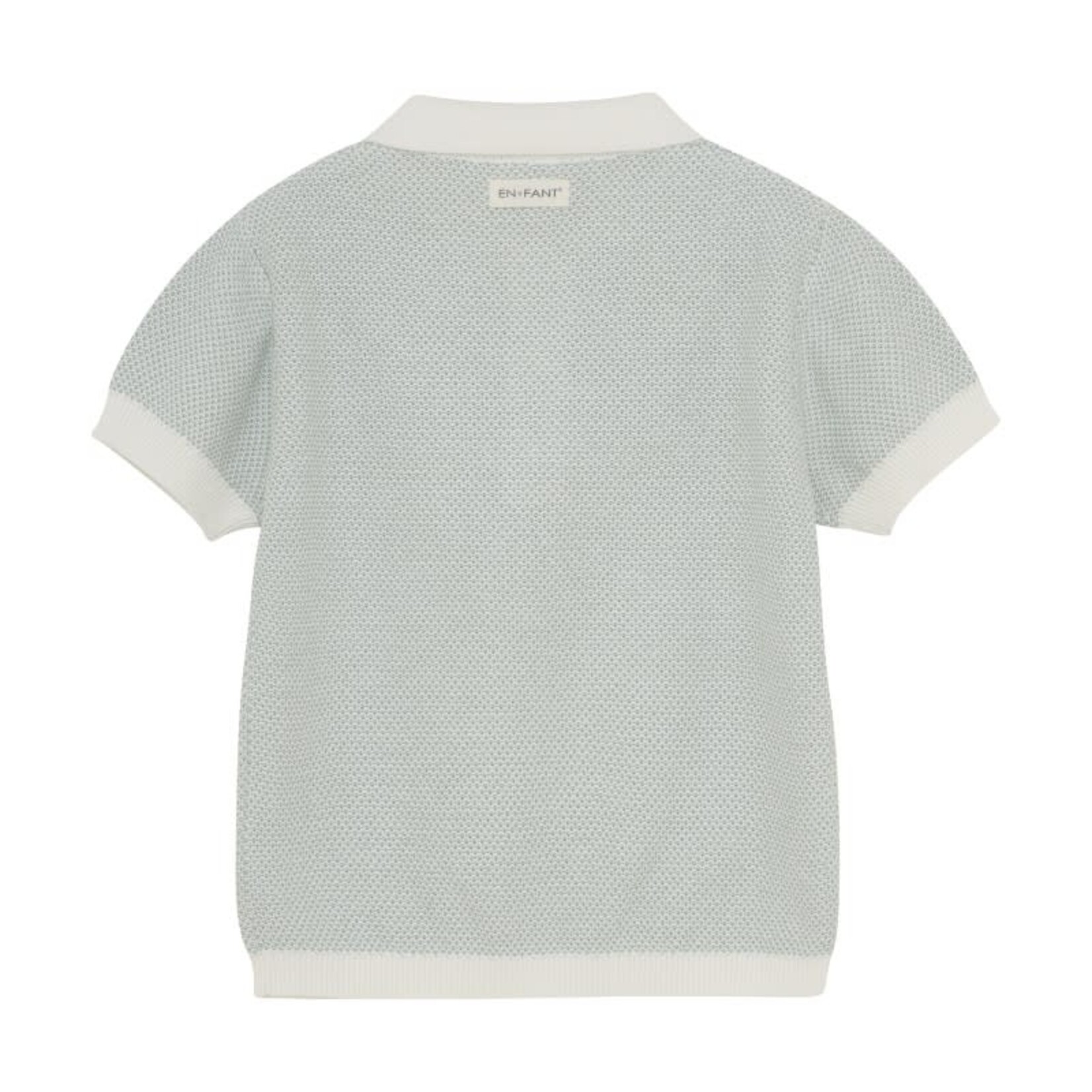 Enfant ENFANT - Short-sleeved polo shirt in white and jade with a knitted effect