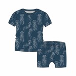 Coccoli COCCOLI -  Navy blue two-piece summer pyjama with jellyfish print