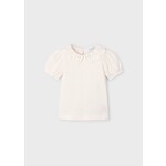 Mayoral MAYORAL - T-shirt crème à manches courte bouffantes avec col claudine en crochet