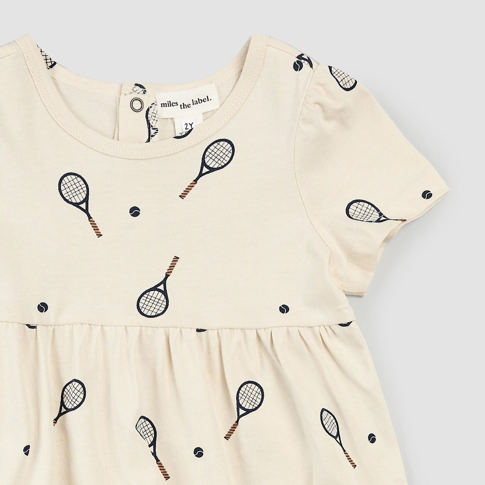 Miles the label MILES THE LABEL - Robe blanc cassé en jersey à imprimé raquette