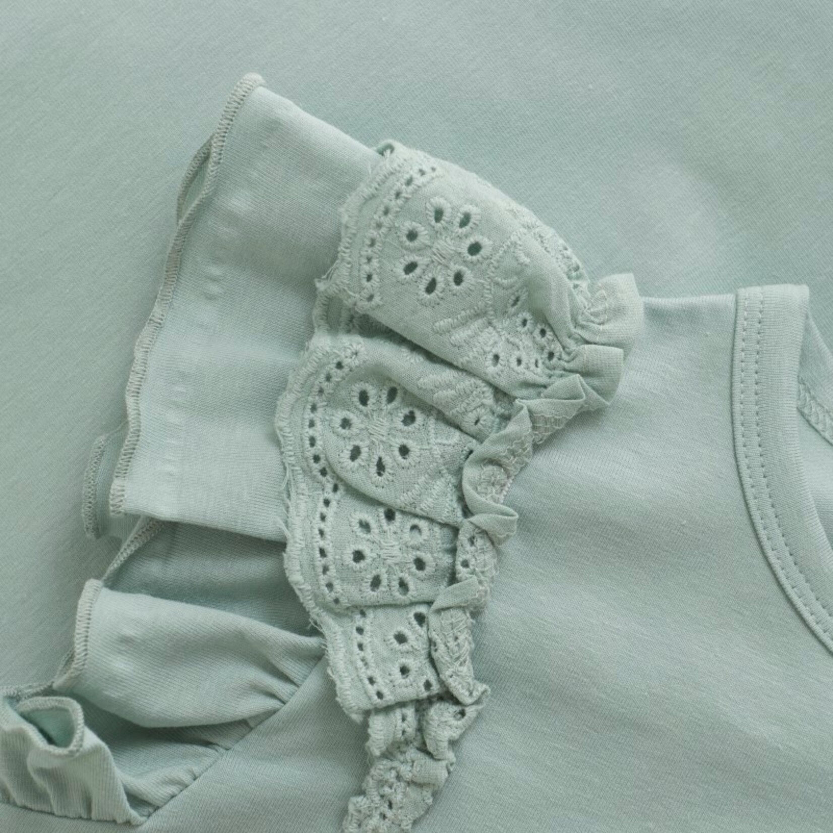 Enfant ENFANT - T-shirt vert-de-gris avec manches à volants et dentelles