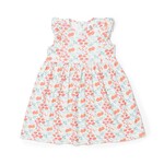 Coccoli COCCOLI - White short-sleeved dress with ruffles and orange flower print