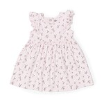 Coccoli COCCOLI - Robe rose à manches courtes avec volants et imprimé de fleurs blanches