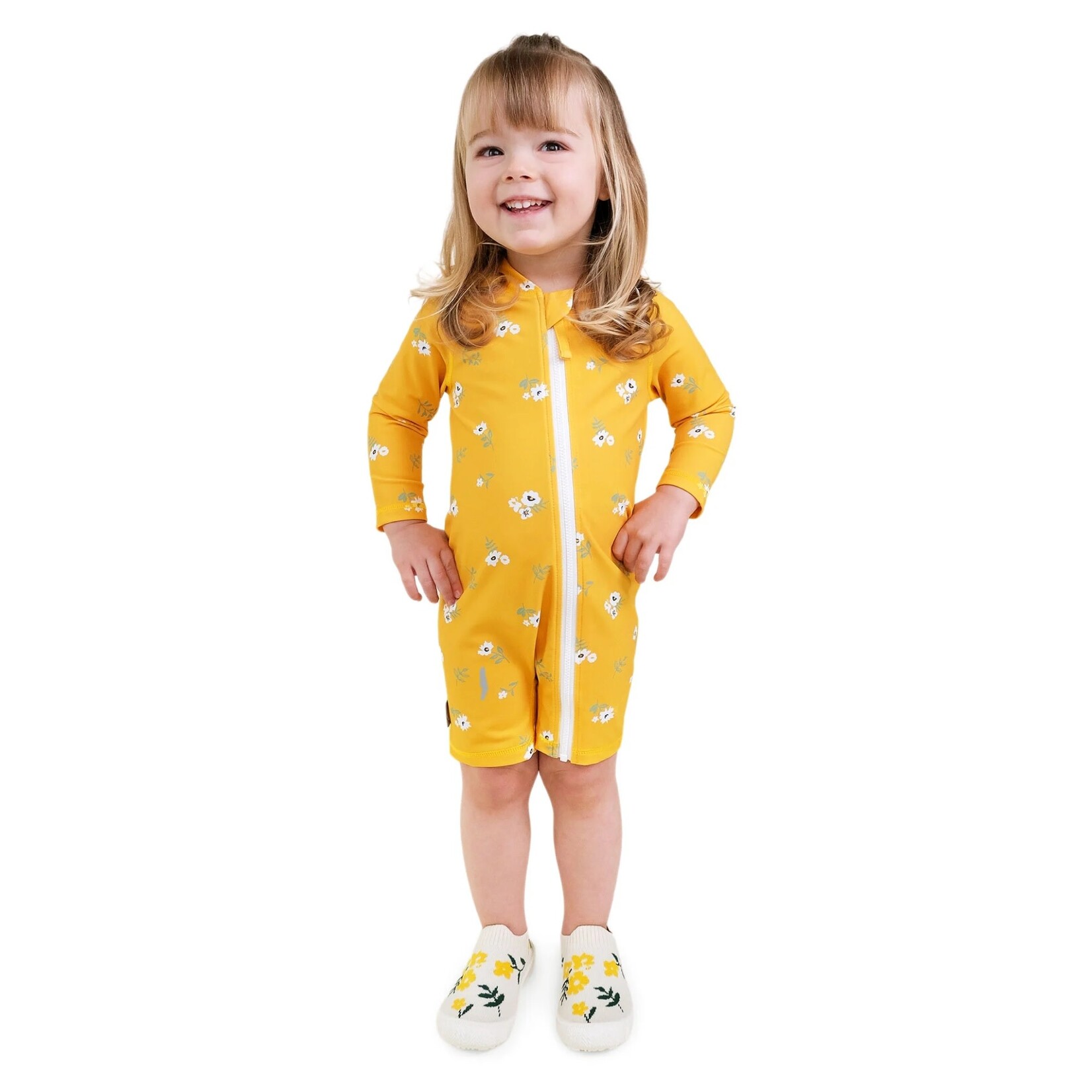 JAN&JUL JAN&JUL - One-piece UV protection wetsuit "Yellow Flower"