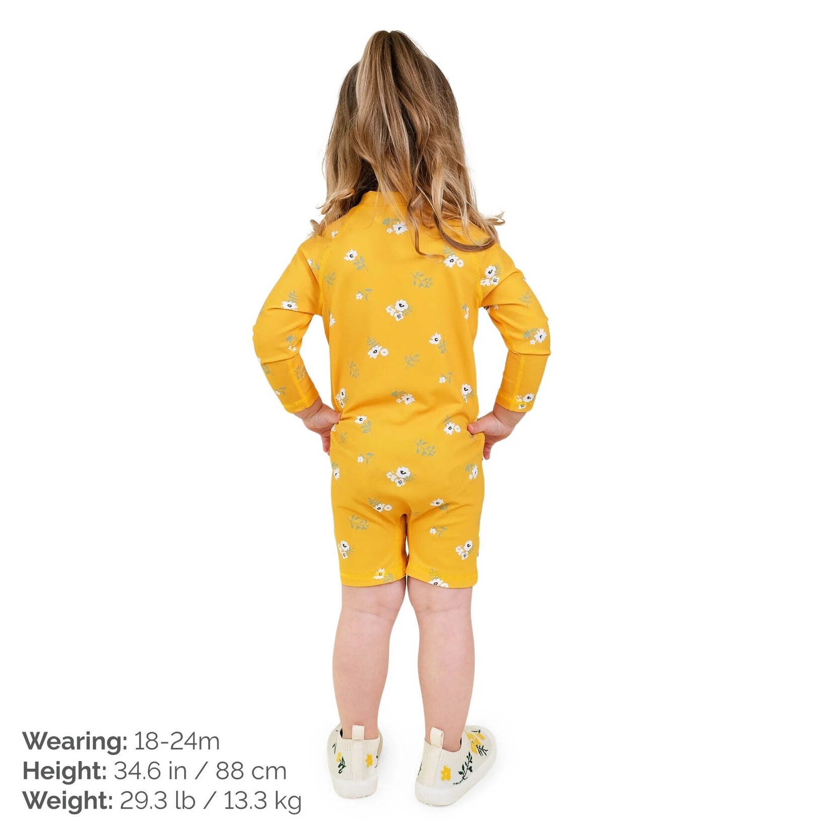 JAN&JUL JAN&JUL - One-piece UV protection wetsuit "Yellow Flower"