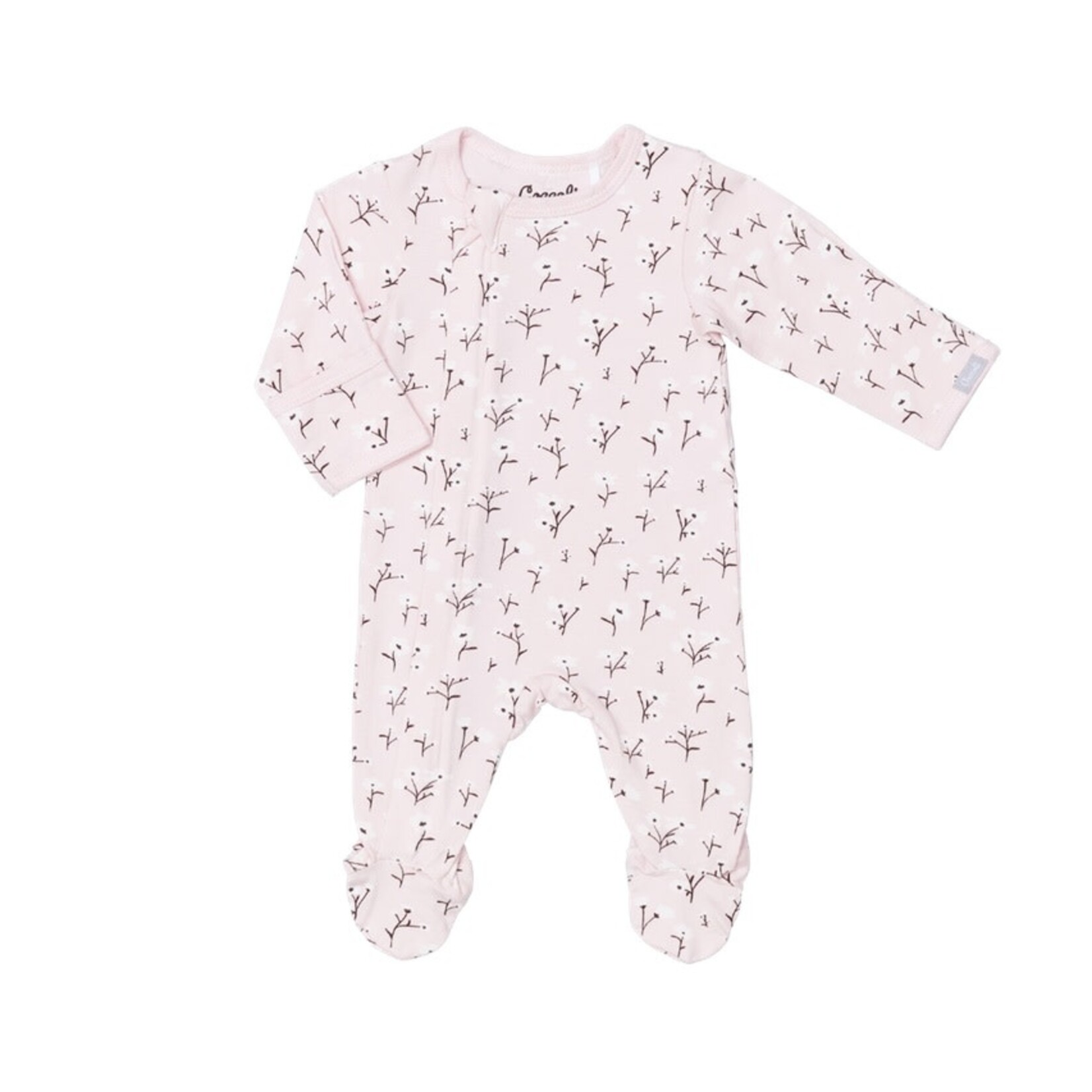 Coccoli COCCOLI - Pyjama une pièce pour bébé en modal rose avec imprimé de fleurs blanches