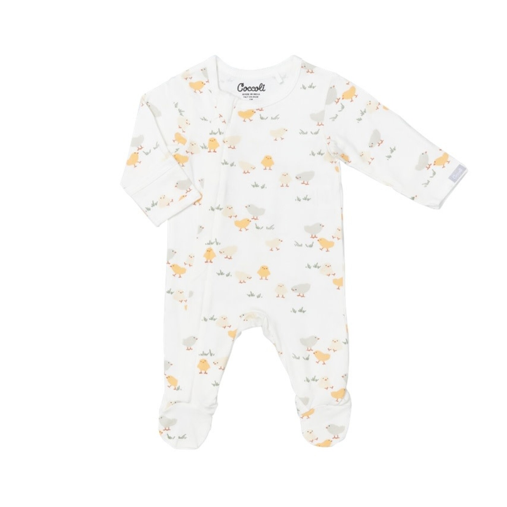 Coccoli COCCOLI - Pyjama une pièce pour bébé en modal blanc avec imprimé de poussins