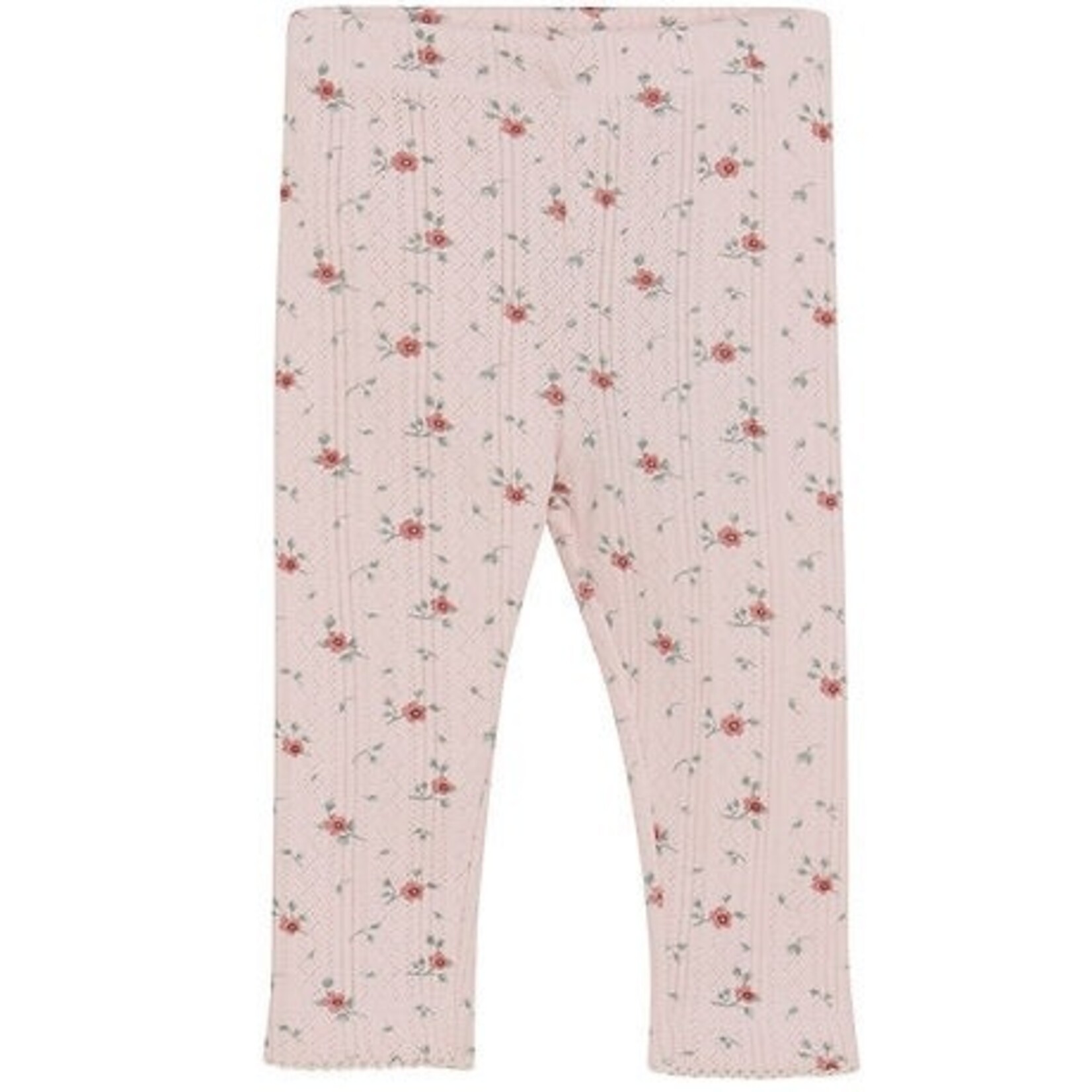 Enfant ENFANT -  Pointelle Leggings - Pink with Flower Pattern