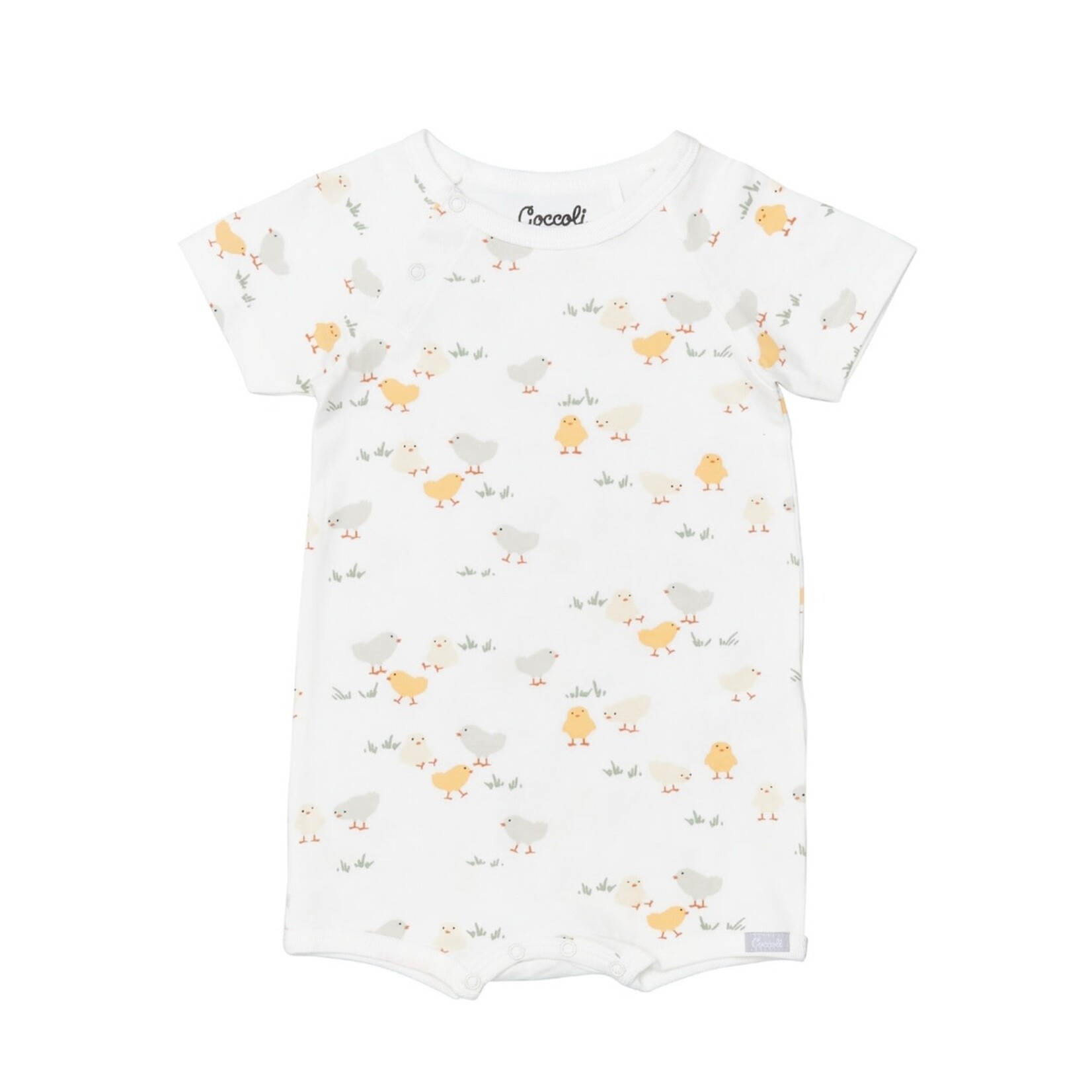 Coccoli  COCCOLI - White modal baby romper with chick print