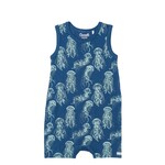 Coccoli COCCOLI - Blue modal baby romper with jellyfish print