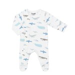 Coccoli COCCOLI - Pyjama une pièce pour bébé en modal blanc avec imprimé de baleines